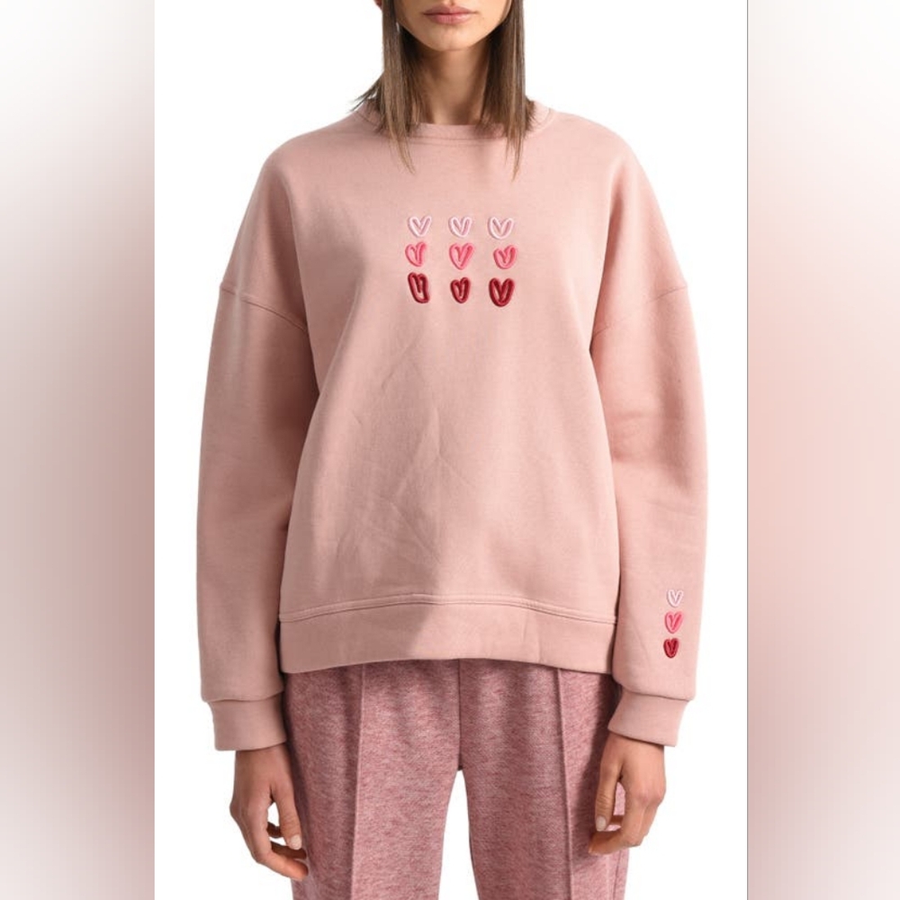 Molly Bracken Embroidered Hearts Sweatshirt, EXCELLENT CONDITION